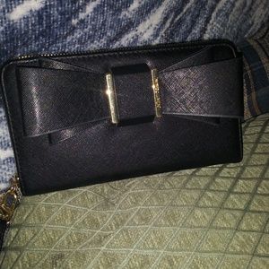 Betsy Johnson Black Leather Bow tie Zippy